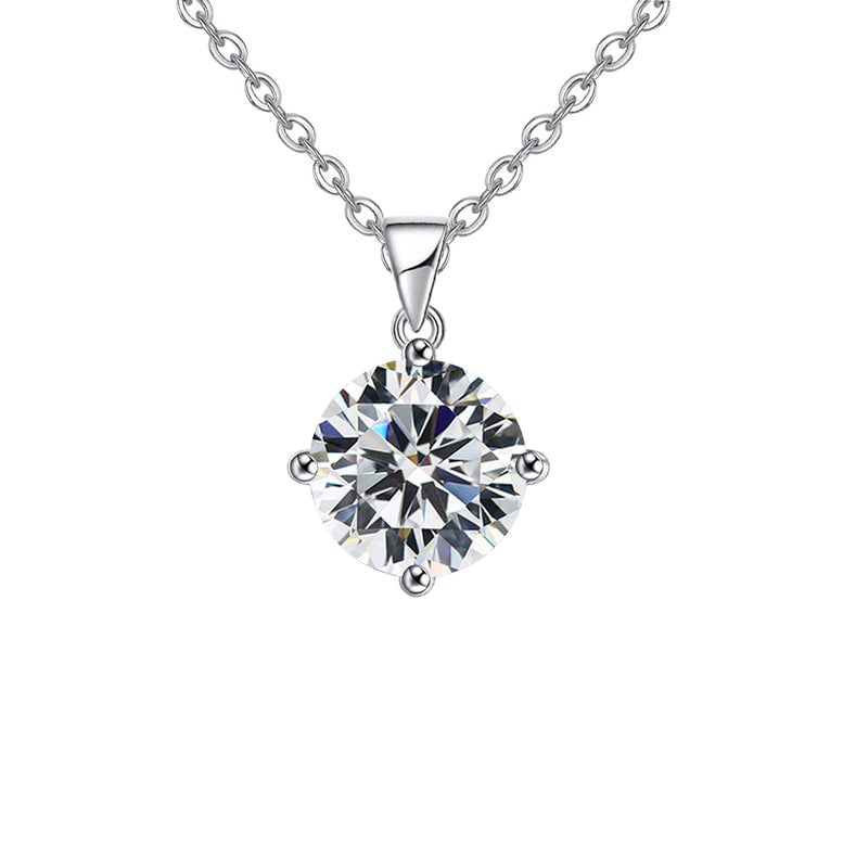 18K White Gold 3 Carat Created Cubic Zirconia Round Stud Necklace Plated 18 Inch Image 1