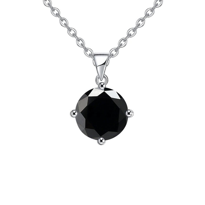 18K White Gold 1-2 Carat Created Black Sapphire Round Stud Necklace Plated 18 Inch Image 1