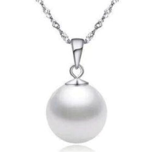 18K White Gold 1 Ct Pearl Round 18 Inch Necklace Gold Plated Image 1