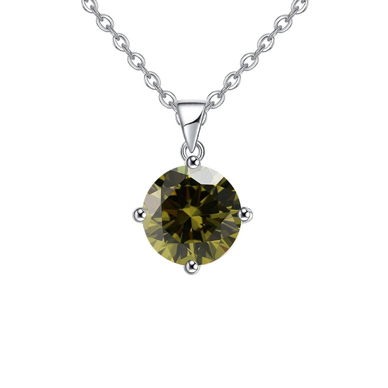 18K White Gold 1-2 Carat Created Peridot Round Stud Necklace Plated 18 Inch Image 1