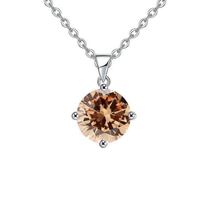 18K White Gold 1-2 Carat Created Citrine Round Stud Necklace Plated 18 Inch Image 1