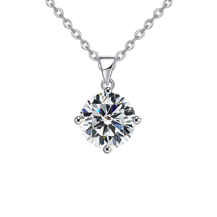 18K White Gold 1-2 Carat Created Cubic Zirconia Round Stud Necklace Plated 18 Inch Image 1