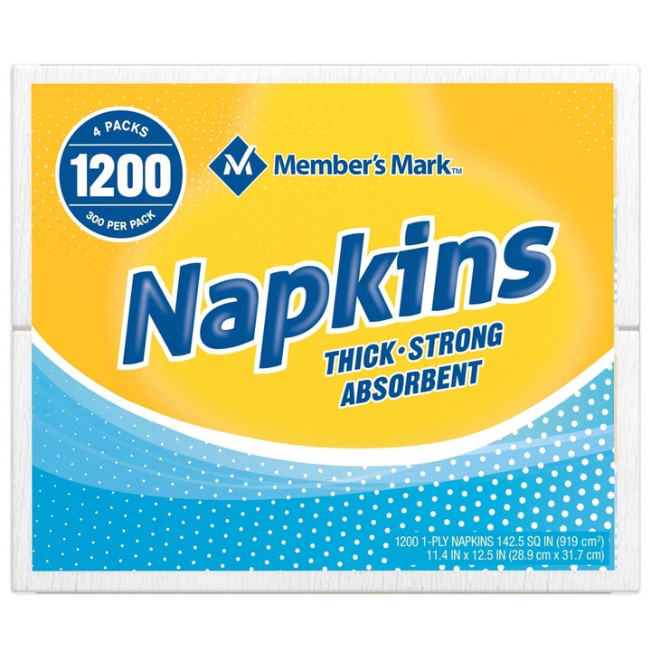 Members Mark 1-Ply Everyday Napkins 11.4" x 12.5" (1,200 Count) Image 1