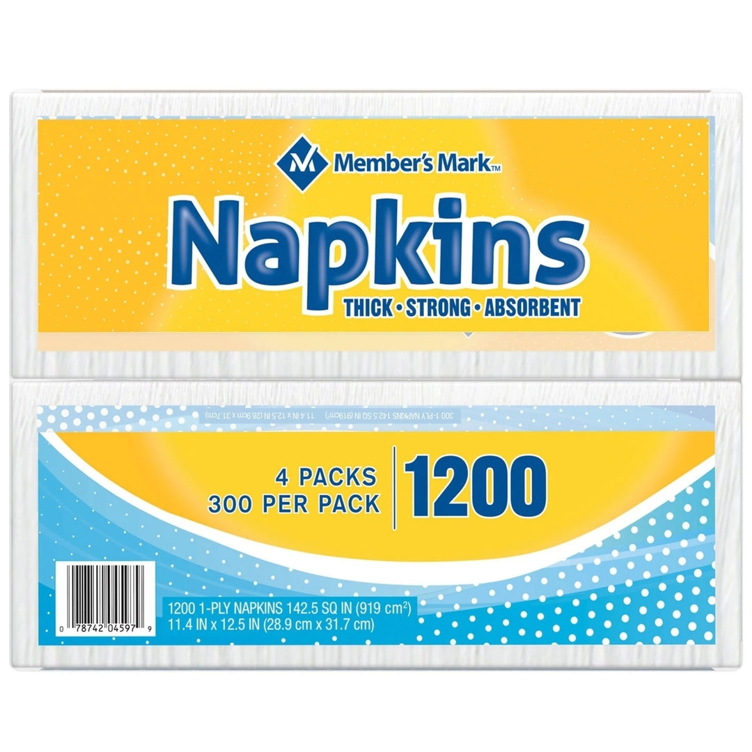 Members Mark 1-Ply Everyday Napkins 11.4" x 12.5" (1,200 Count) Image 2