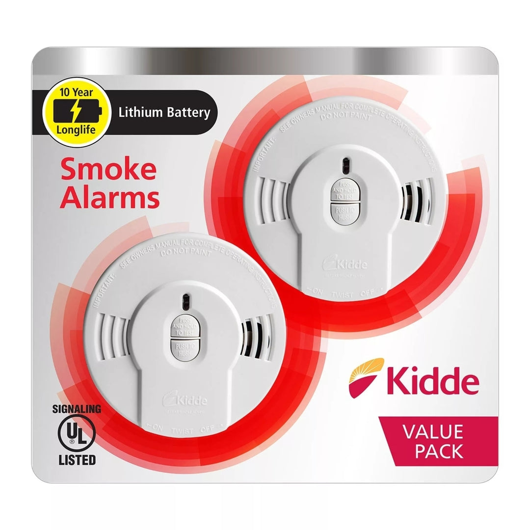 Kidde 10-Year Sealed Battery Smoke Detector & LED Light (2 Pack) Image 1