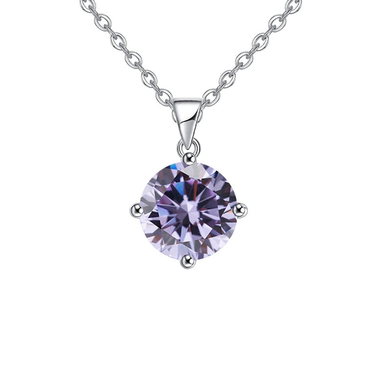 18K White Gold Created Alexandrite 2 Carat Round Stud Necklace 18 Inch Image 1