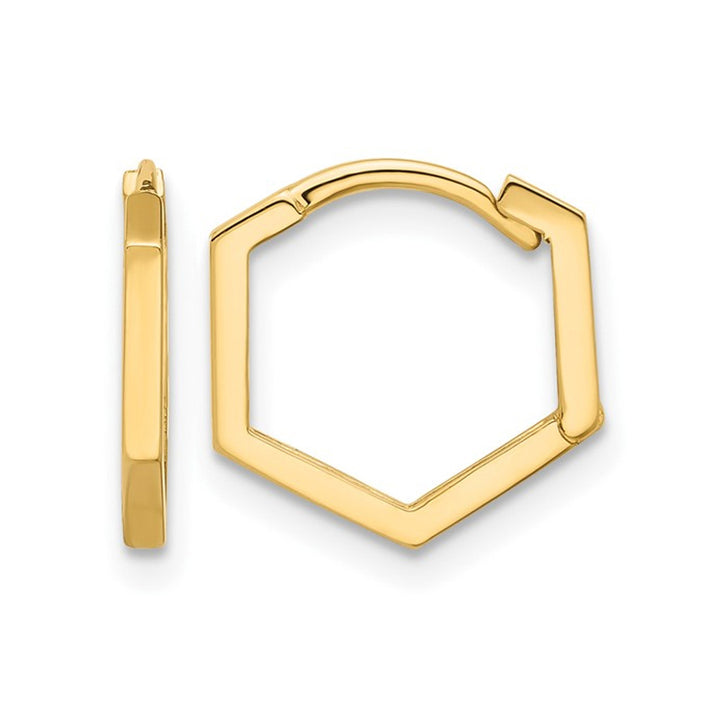 14K Yellow Gold Polished Geometric Hoop Earrings Image 1