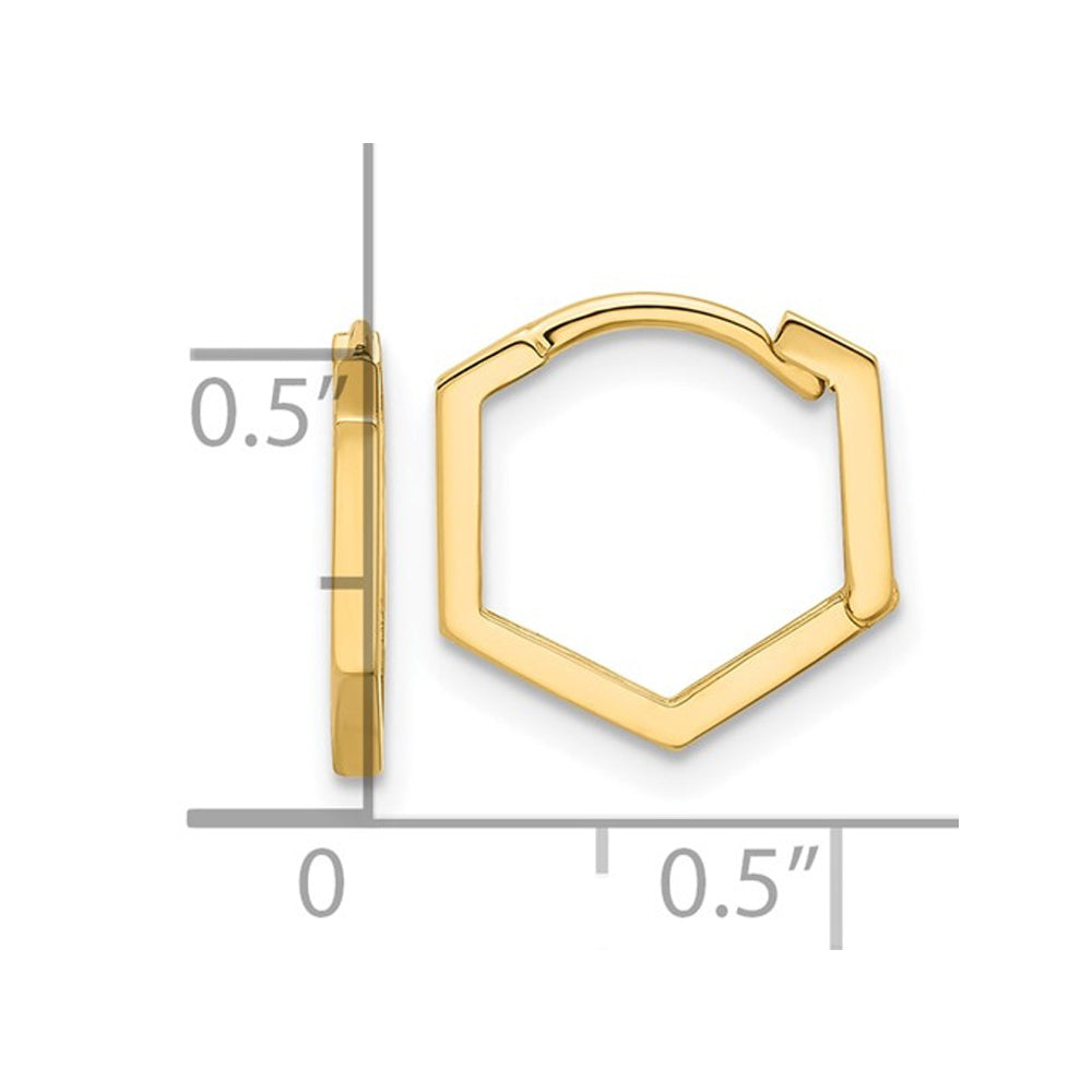 14K Yellow Gold Polished Geometric Hoop Earrings Image 2