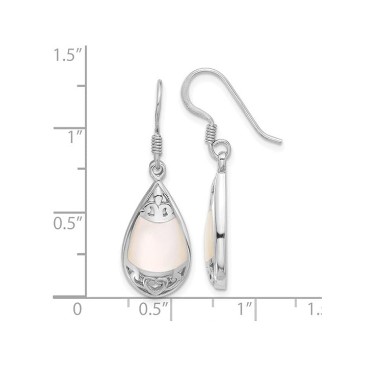 Mother of Pearl Filigree Teardrop Dangle Earrings in Sterling Silver Image 4