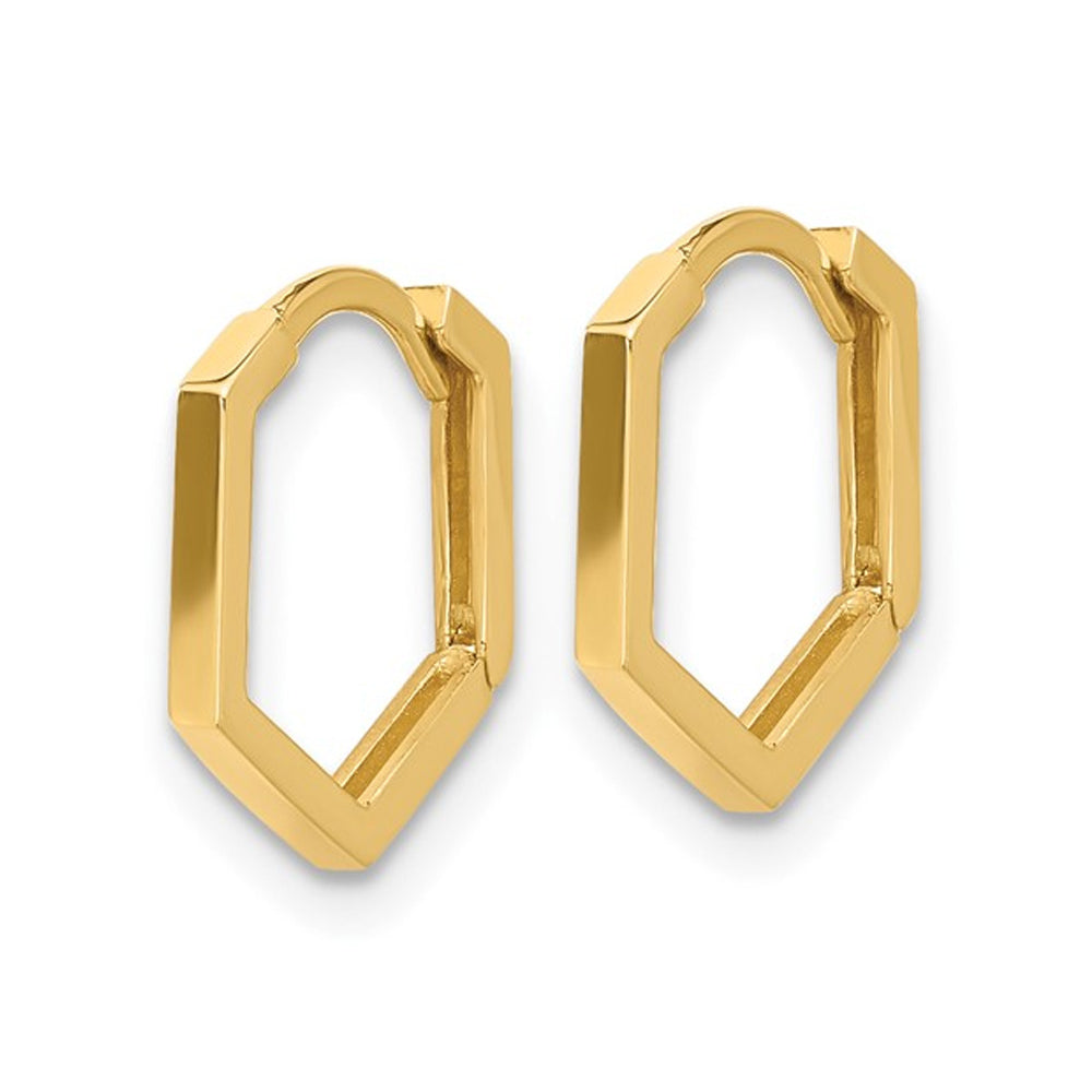 14K Yellow Gold Polished Geometric Hoop Earrings Image 4