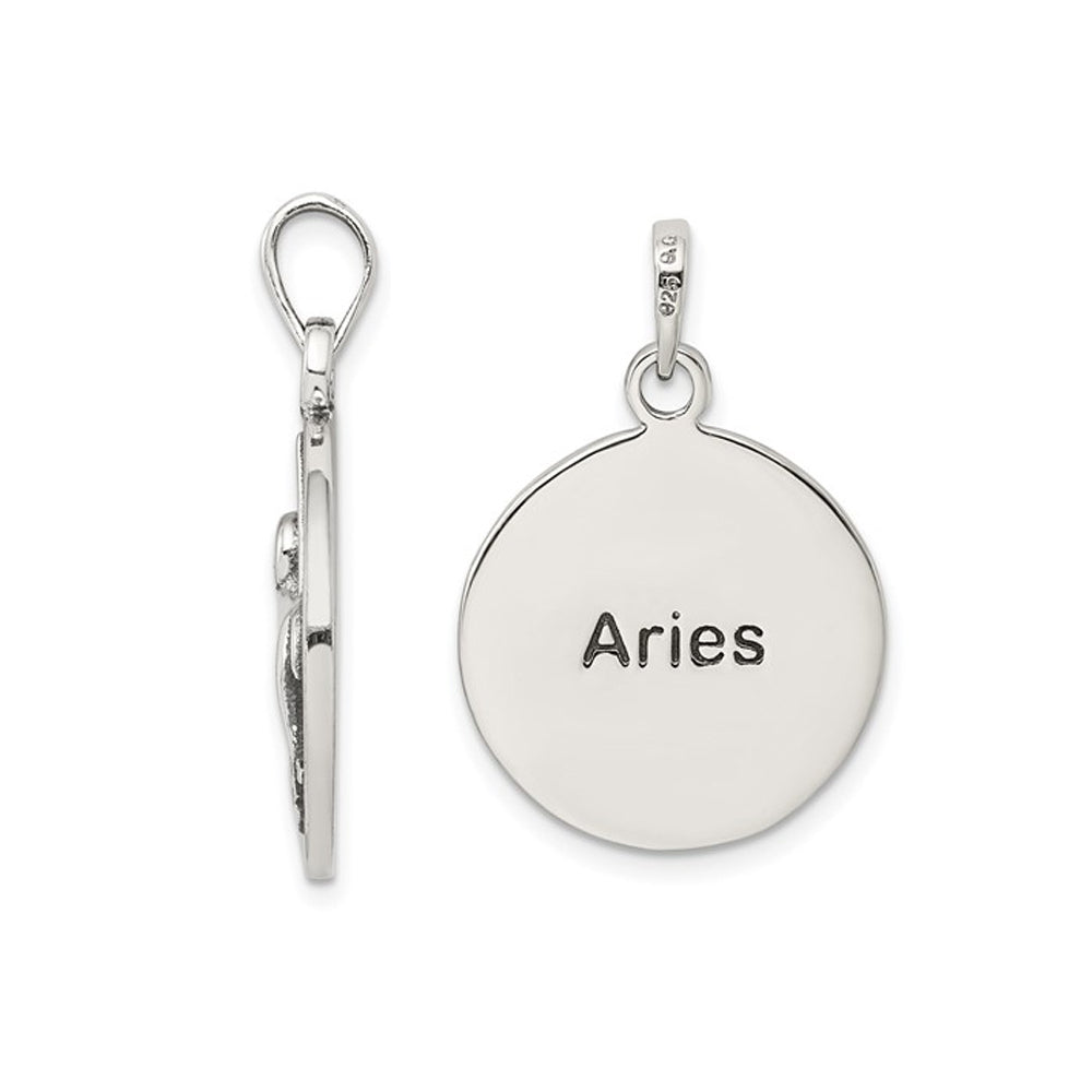 Sterling Silver Aries Charm Astrology Zodiac Pendant Necklace with Chain Image 2