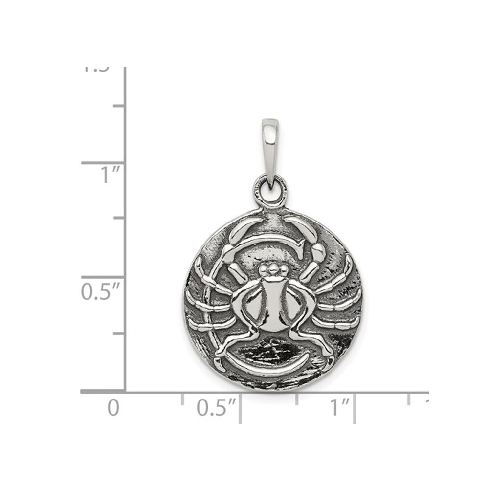 Sterling Silver Antiqued CANCER Charm Astrology Zodiac Pendant Necklace with Chain Image 4