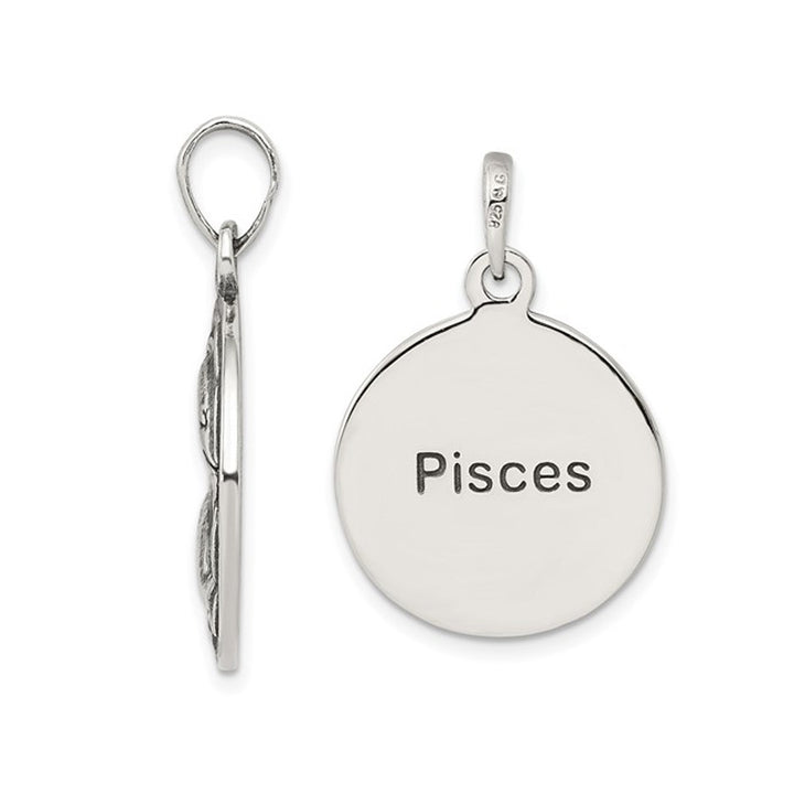 Sterling Silver Pisces Charm Astrology Zodiac Pendant Necklace with Antique Finish andChain Image 3