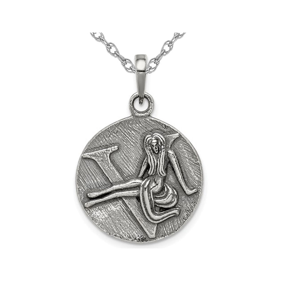 Sterling Silver VIRGO Charm Astrology Zodiac Pendant Necklace with Chain Image 1