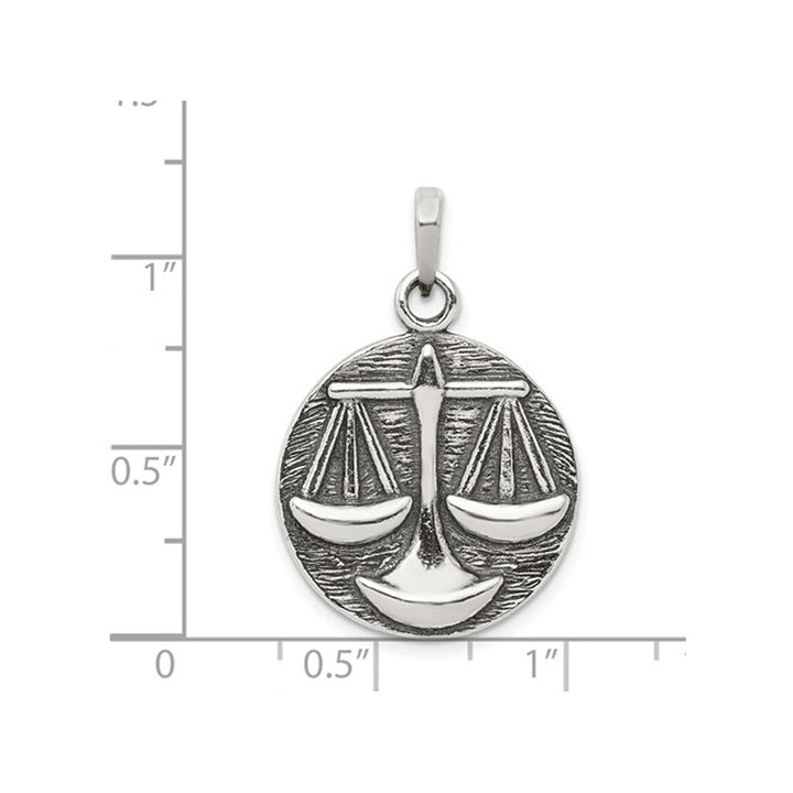Sterling Silver LIBRA Charm Zodiac Astrology Pendant Necklace with Chain Image 3