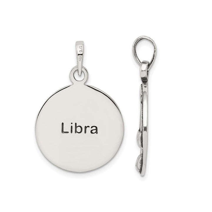 Sterling Silver LIBRA Charm Zodiac Astrology Pendant Necklace with Chain Image 4
