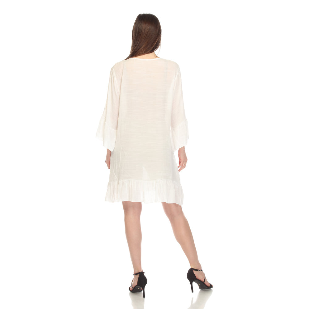 White Mark Womens Sheer Crochet Cover Up Dress Image 2