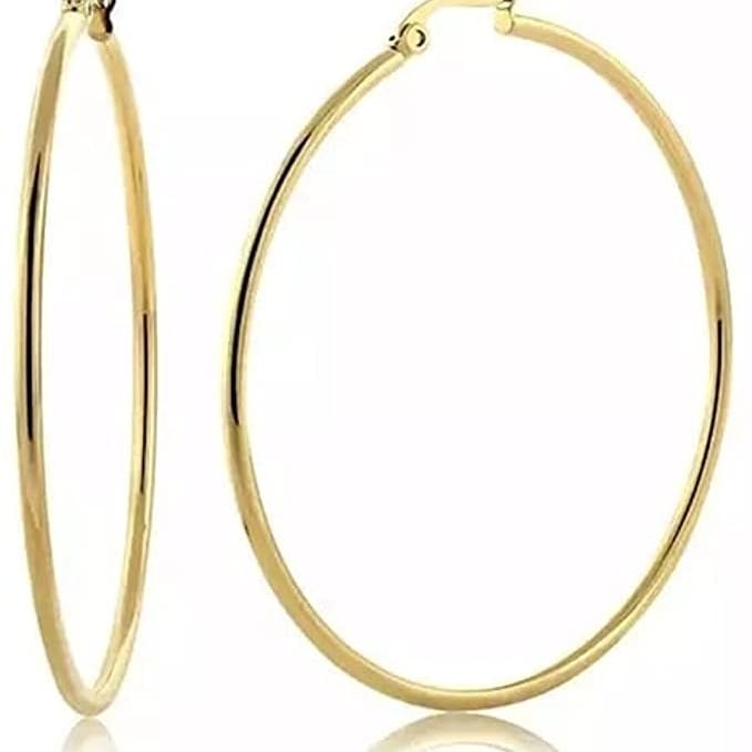 Paris Jewelry 18k Yellow Gold Plated Hoop Earrings 50mm Diameter Gift Ready Image 1