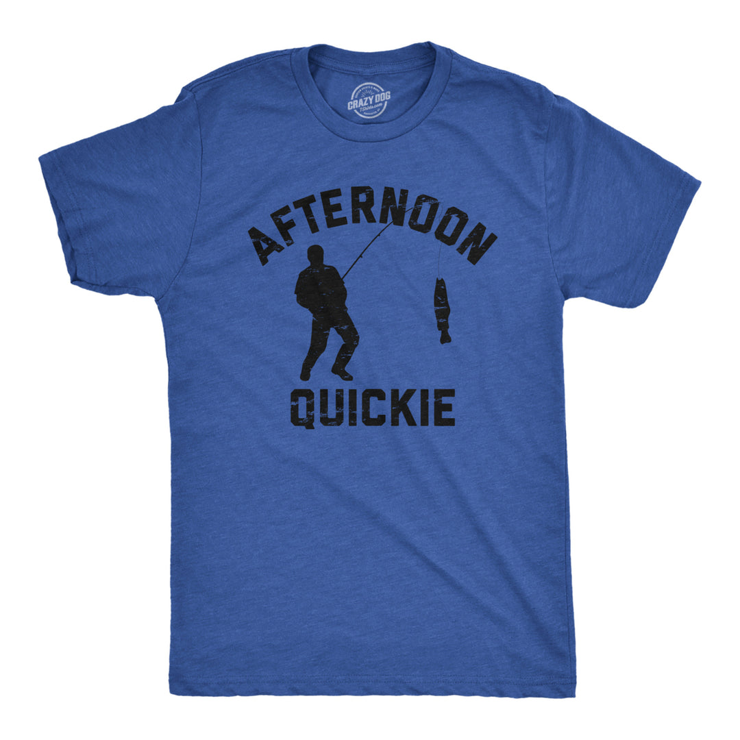 Mens Afternoon Quickie T Shirt Funny Fishing Rod Adult Sex Fisherman Joke Tee For Guys Image 1