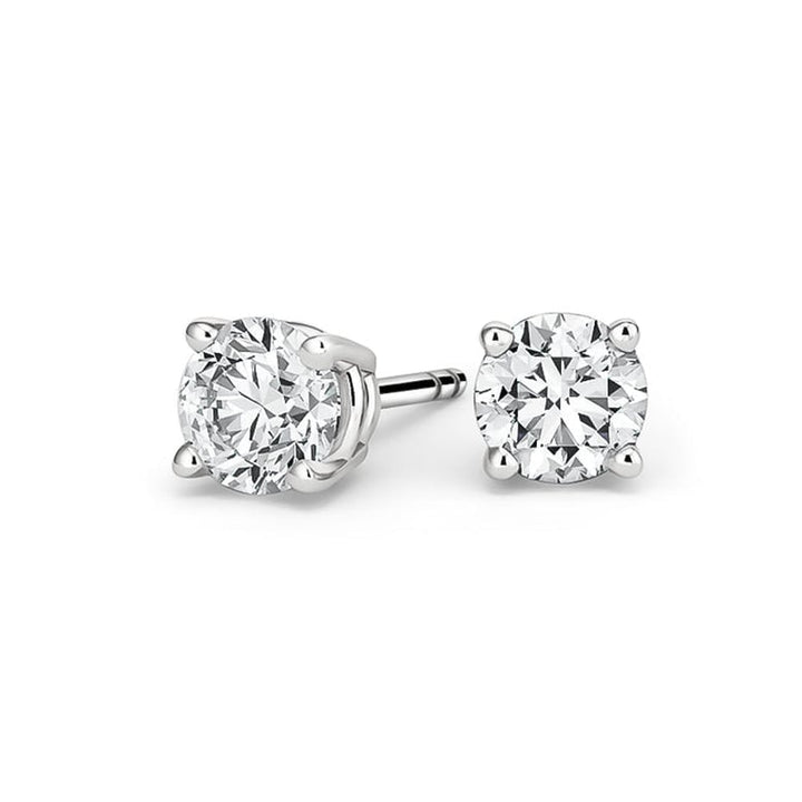 Paris Jewelry 10k White Gold 1-4 Ct Round Created Diamond Stud Earrings Image 1