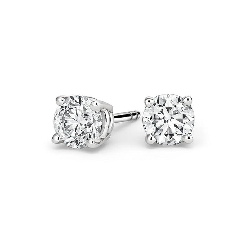 Paris Jewelry 14k White Gold 1-4 Ct Round Created Diamond Stud Earrings Image 1