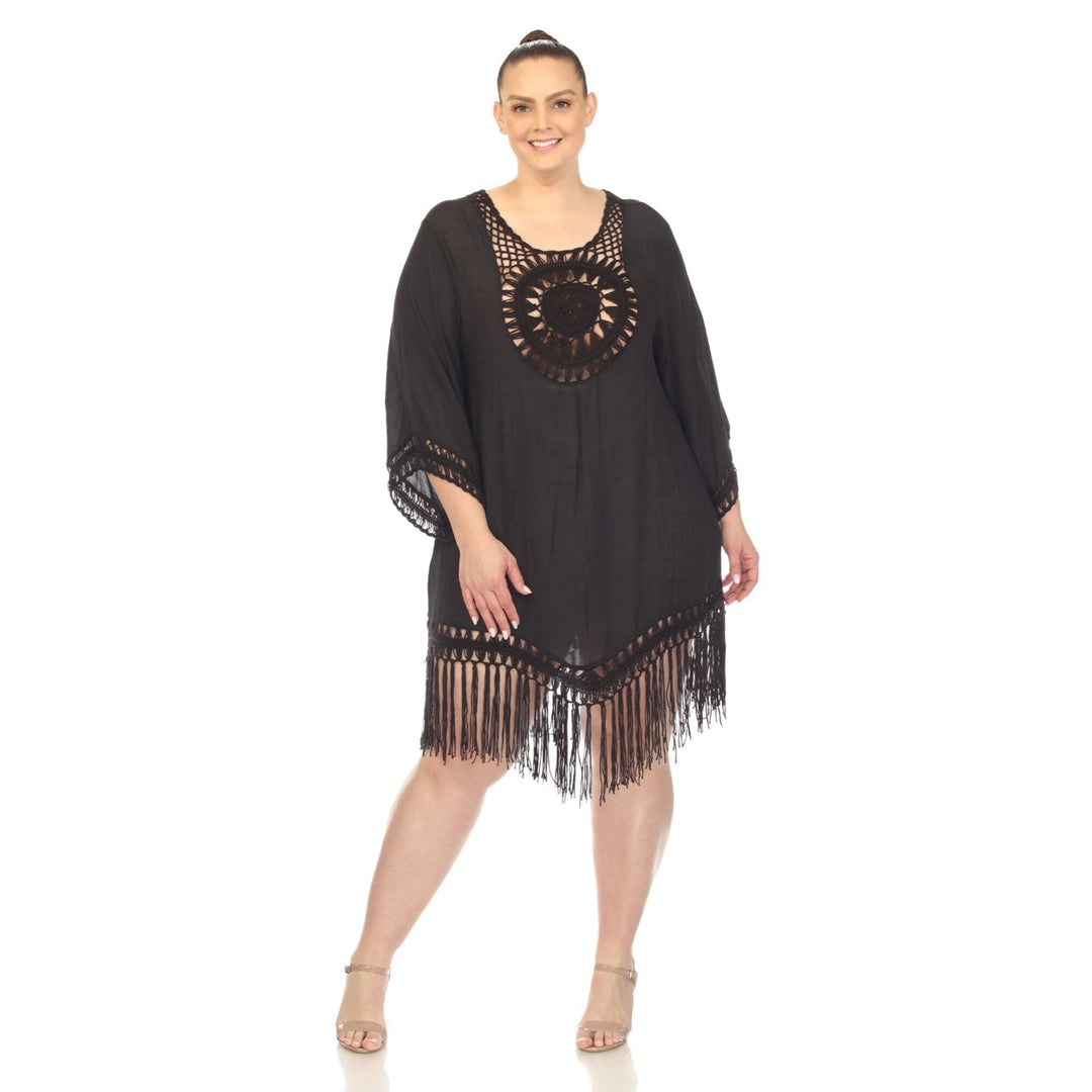 White Mark Sheer Crochet Fringe Cover-Up Womens Boho Summer One Size 4-20 Image 9