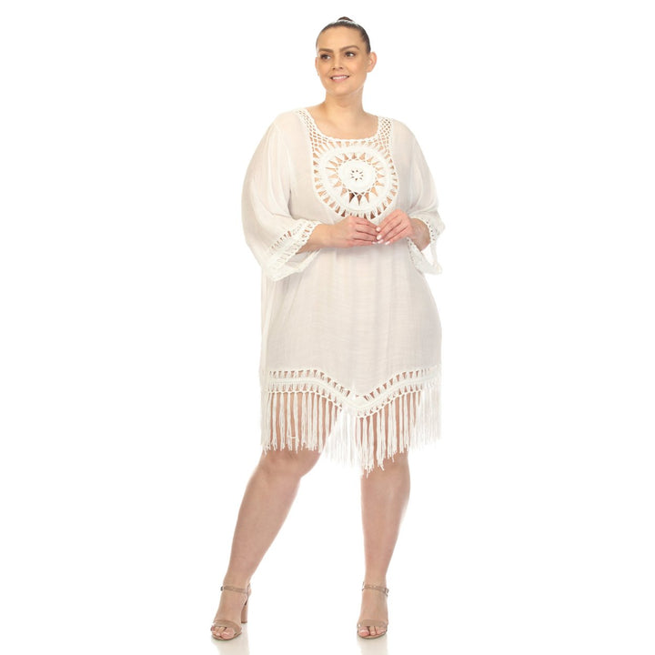 White Mark Sheer Crochet Fringe Cover-Up Womens Boho Summer One Size 4-20 Image 10