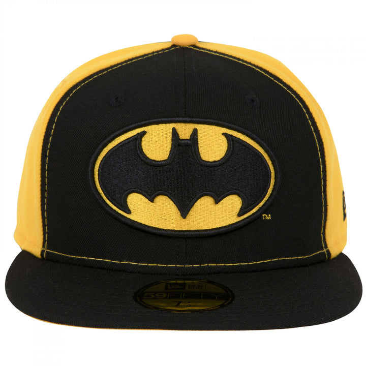 Batman Logo Black and Yellow Panels  Era 59Fifty Fitted Hat Image 2