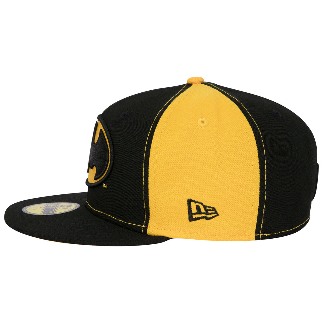 Batman Logo Black and Yellow Panels  Era 59Fifty Fitted Hat Image 3