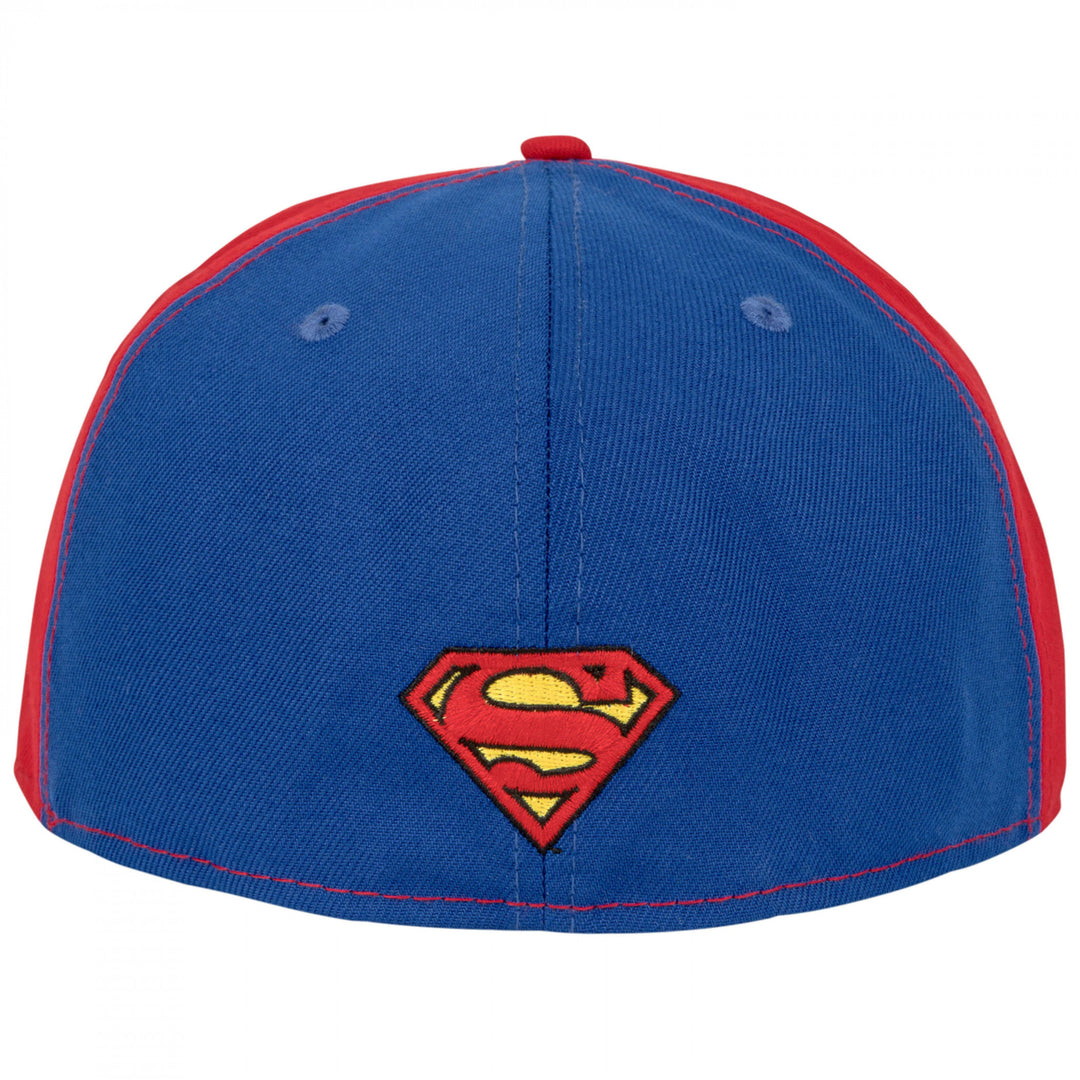 Superman Logo Blue and Red Panels Era 59Fifty Fitted Hat Image 4