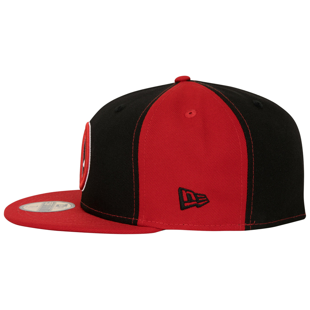 Deadpool Logo Black and Red Panels Era 59Fifty Fitted Hat Image 3