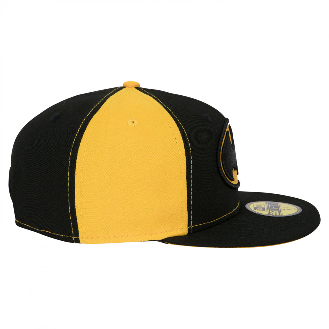 Batman Logo Black and Yellow Panels  Era 59Fifty Fitted Hat Image 4