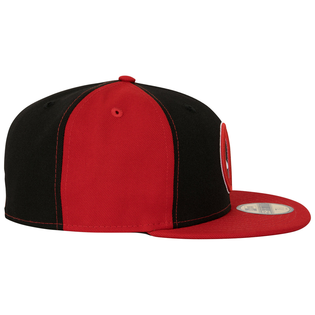 Deadpool Logo Black and Red Panels Era 59Fifty Fitted Hat Image 4