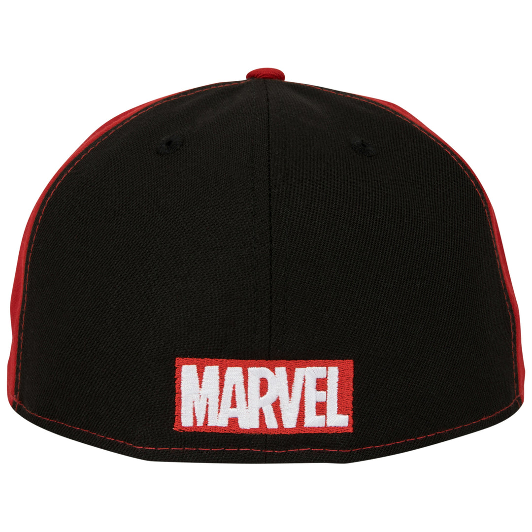 Deadpool Logo Black and Red Panels Era 59Fifty Fitted Hat Image 4