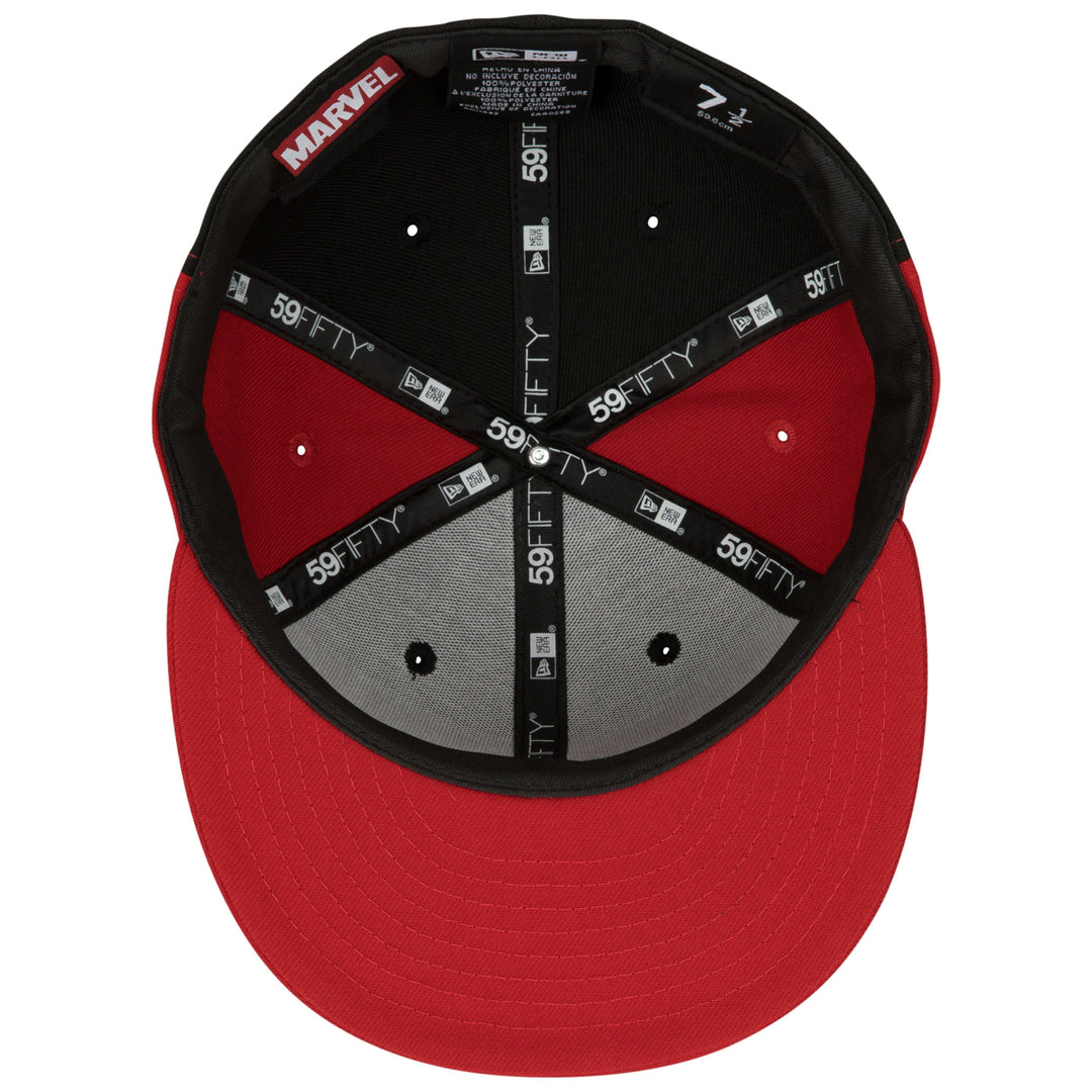 Deadpool Logo Black and Red Panels Era 59Fifty Fitted Hat Image 6