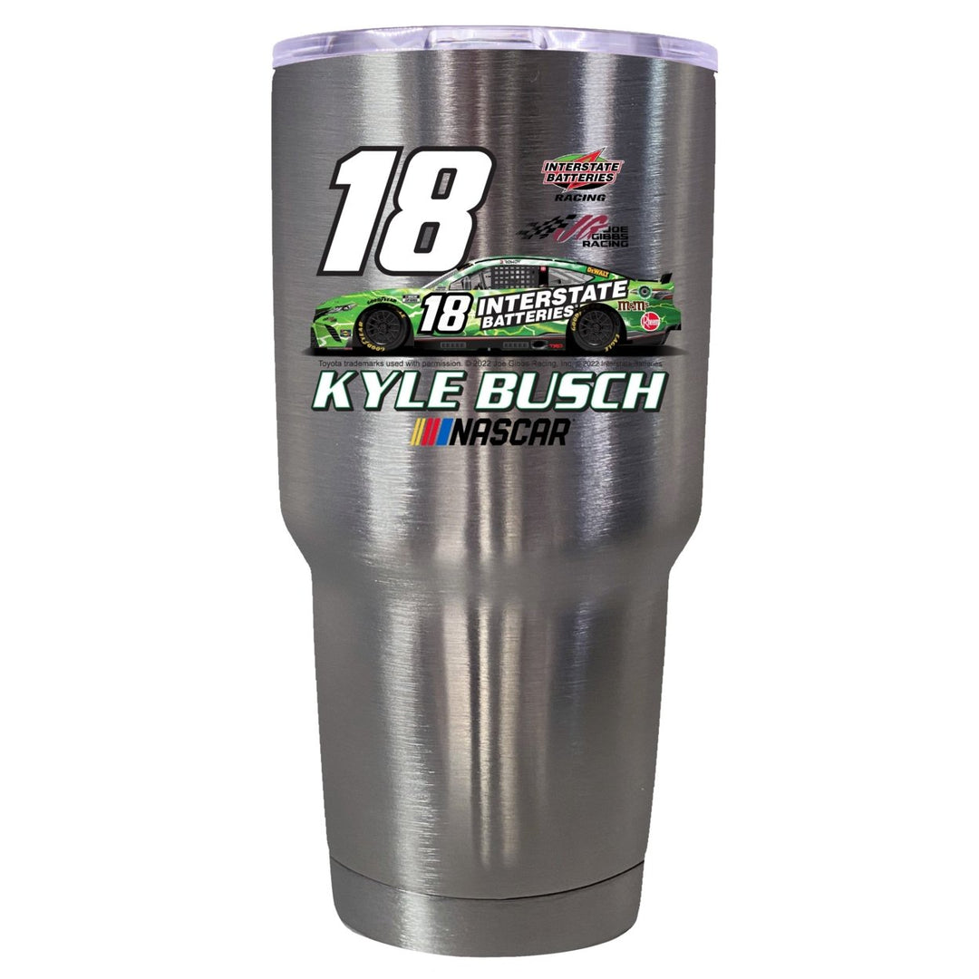 18 Kyle Busch Officially Licensed 24oz Stainless Steel Tumbler Car Design Image 1