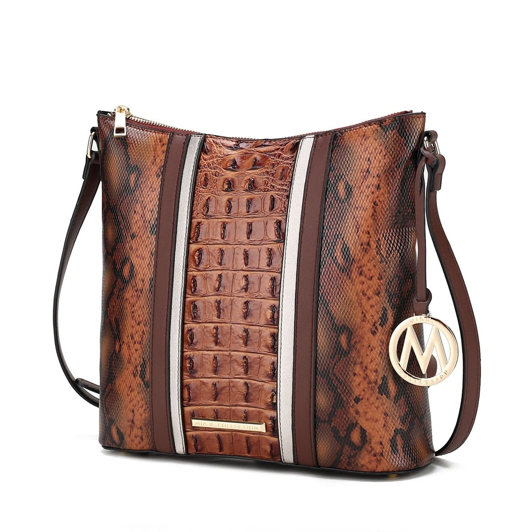 Meline Faux Crocodile and Snake Embossed Vegan Leather Crossbody Womens Shoulder bag by Mia K Image 3