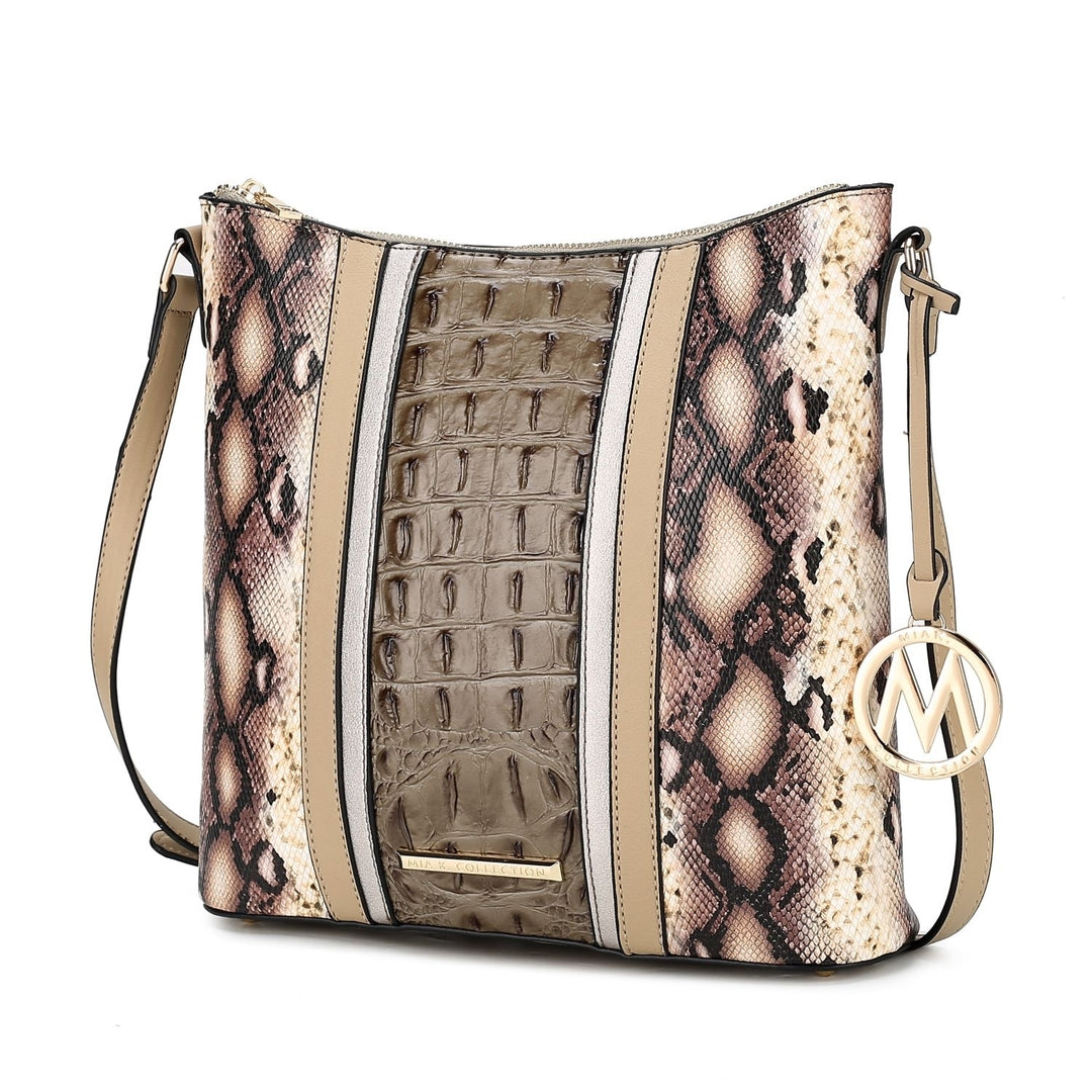 Meline Faux Crocodile and Snake Embossed Vegan Leather Crossbody Womens Shoulder bag by Mia K Image 4