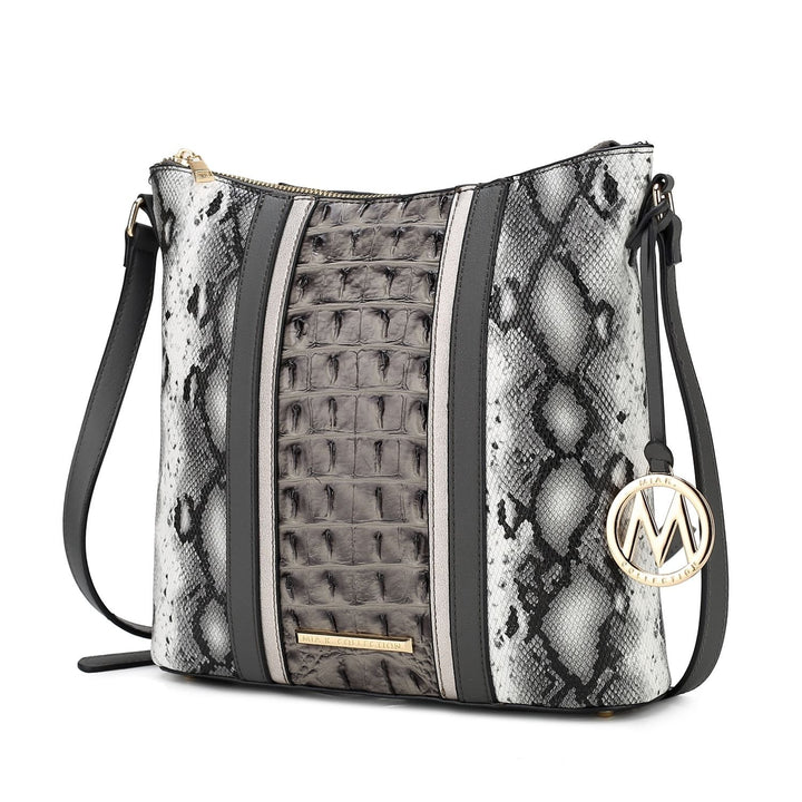 Meline Faux Crocodile and Snake Embossed Vegan Leather Crossbody Womens Shoulder bag by Mia K Image 4