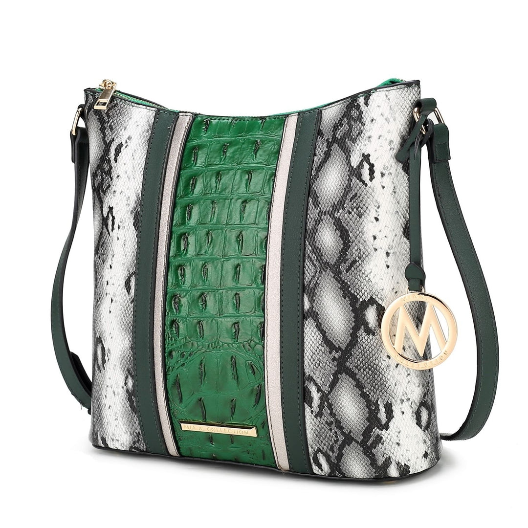 Meline Faux Crocodile and Snake Embossed Vegan Leather Crossbody Womens Shoulder bag by Mia K Image 7