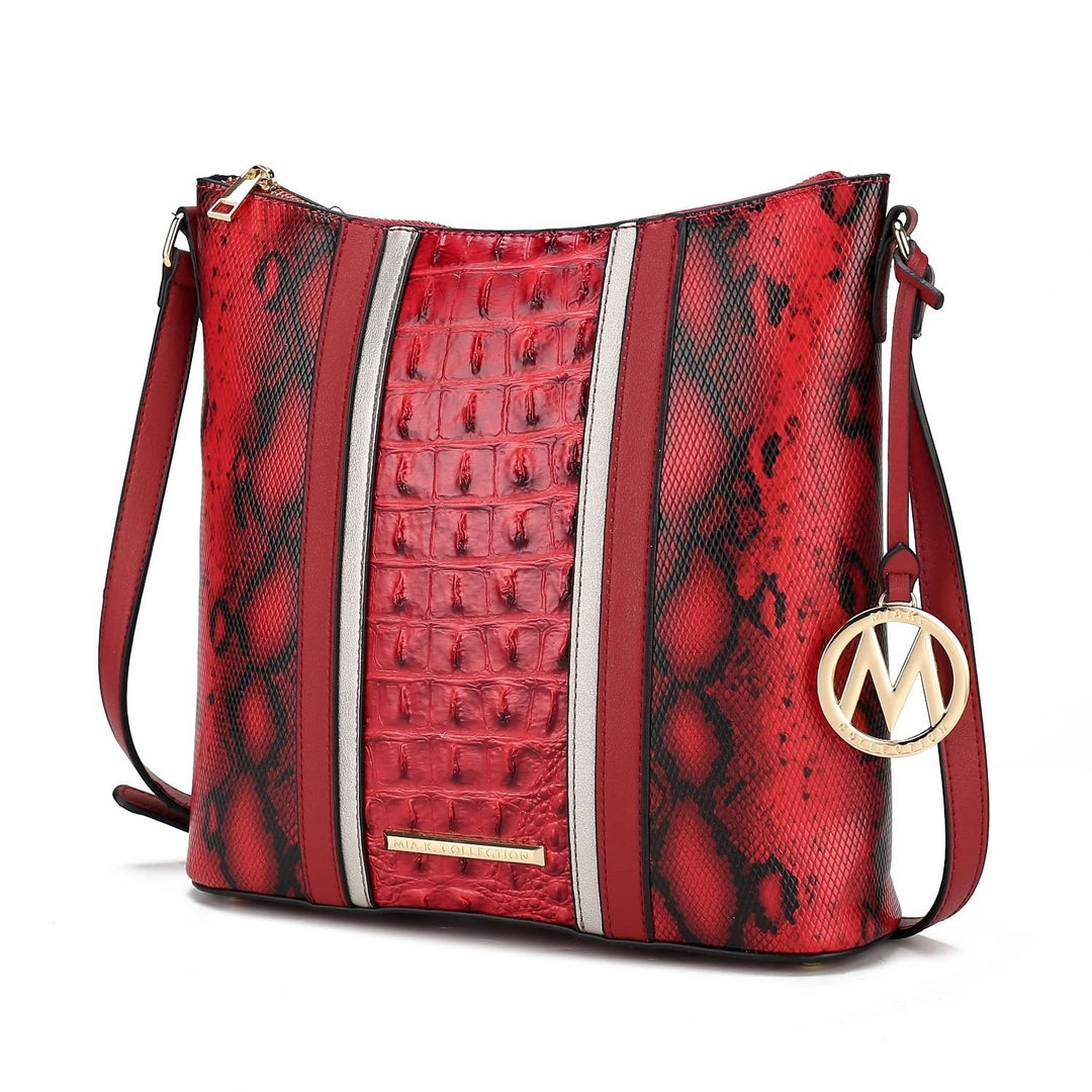 Meline Faux Crocodile and Snake Embossed Vegan Leather Crossbody Womens Shoulder bag by Mia K Image 9