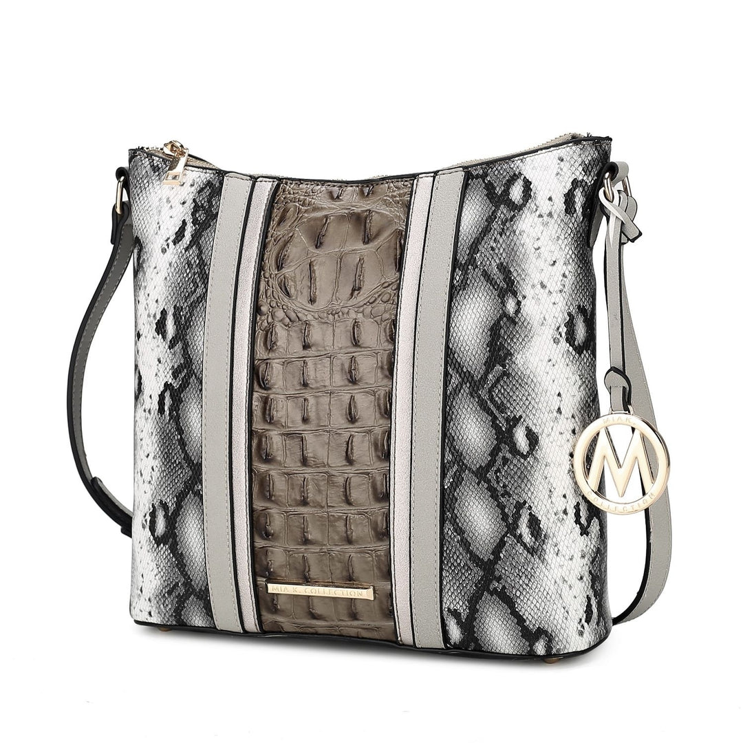 Meline Faux Crocodile and Snake Embossed Vegan Leather Crossbody Womens Shoulder bag by Mia K Image 10