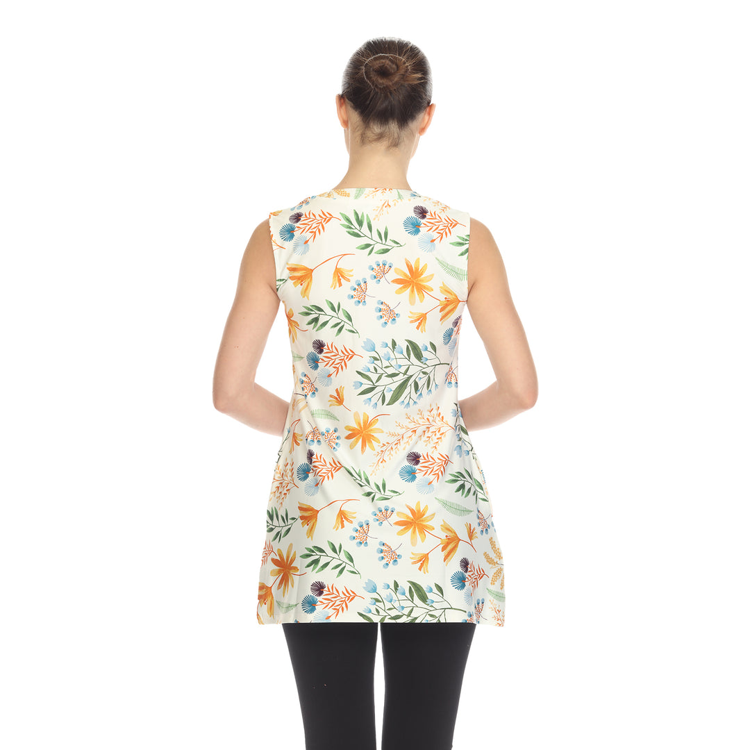 White Mark Maternity Floral Tunic Top Sleeveless with Pockets Size S-3X Image 8