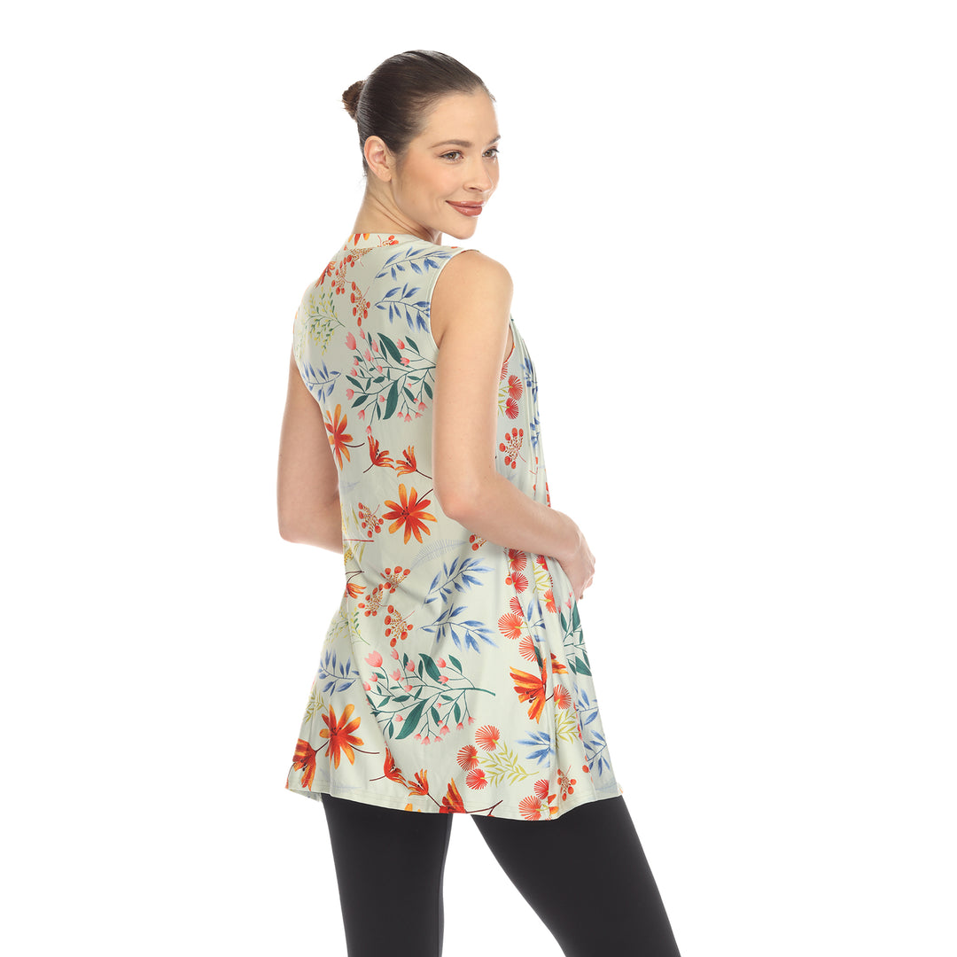 White Mark Maternity Floral Tunic Top Sleeveless with Pockets Size S-3X Image 10