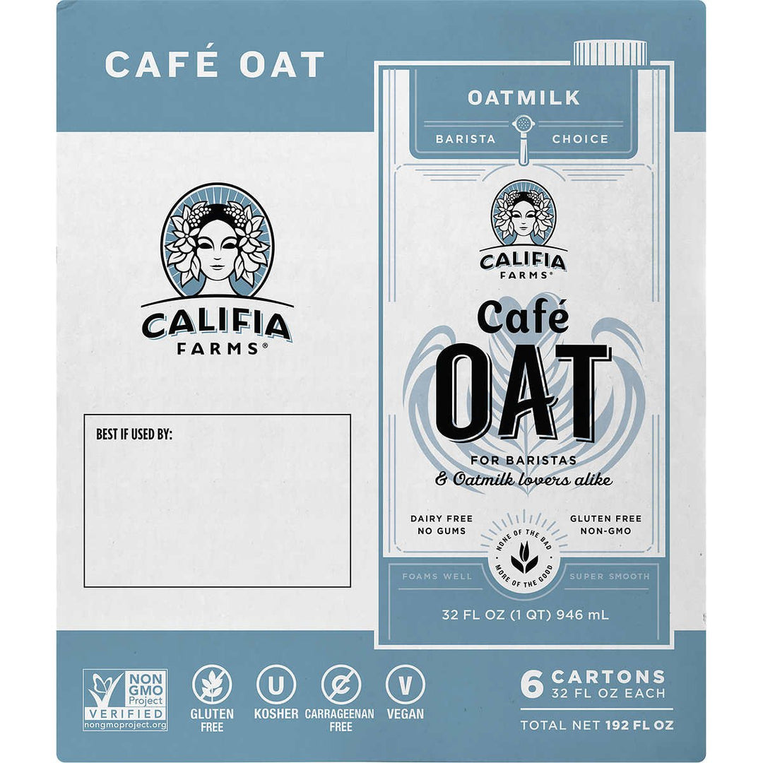 Califia Farms Cafe Oat Barista Choice Oatmilk Dairy Free 32 Fl Oz (6 Count) Image 1