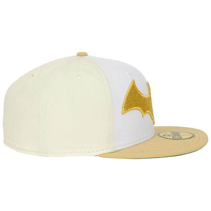 Batman Logo White Gold  Era 59Fifty Fitted Hat Image 3