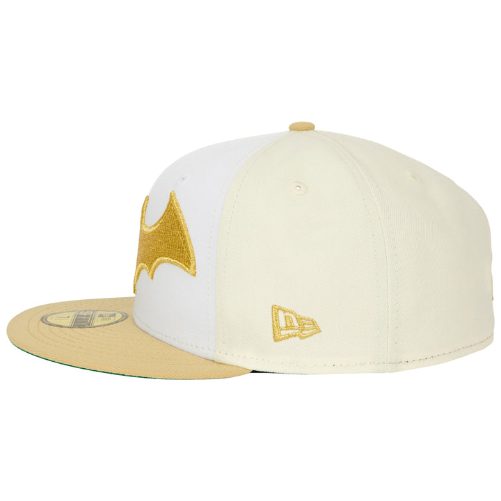 Batman Logo White Gold  Era 59Fifty Fitted Hat Image 4