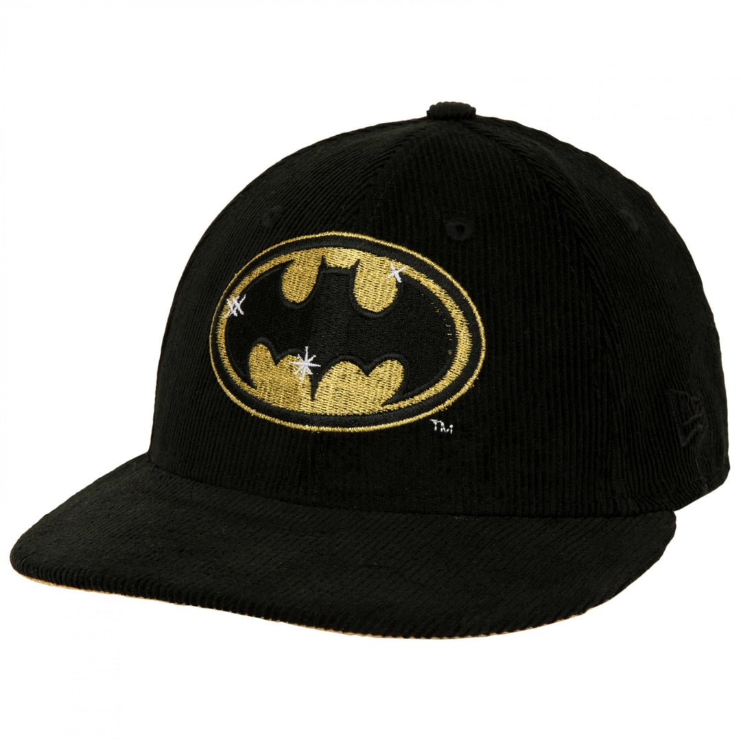 Batman 1989 Logo Corduroy Low Profile New Era 59Fifty Fitted Hat Image 1