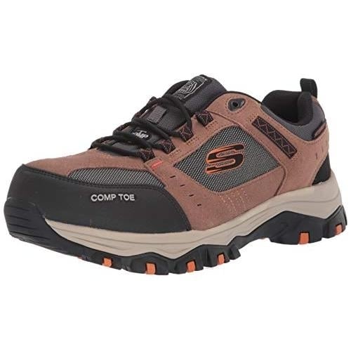 SKECHERS WORK Men's Greetah Composite Toe Waterproof Work Shoe Brown/Black - 77183-BRBK  BROWN/BLACK Image 1