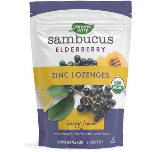 Natures Way Sambucus Zinc Lozenges Honey Lemon Image 1